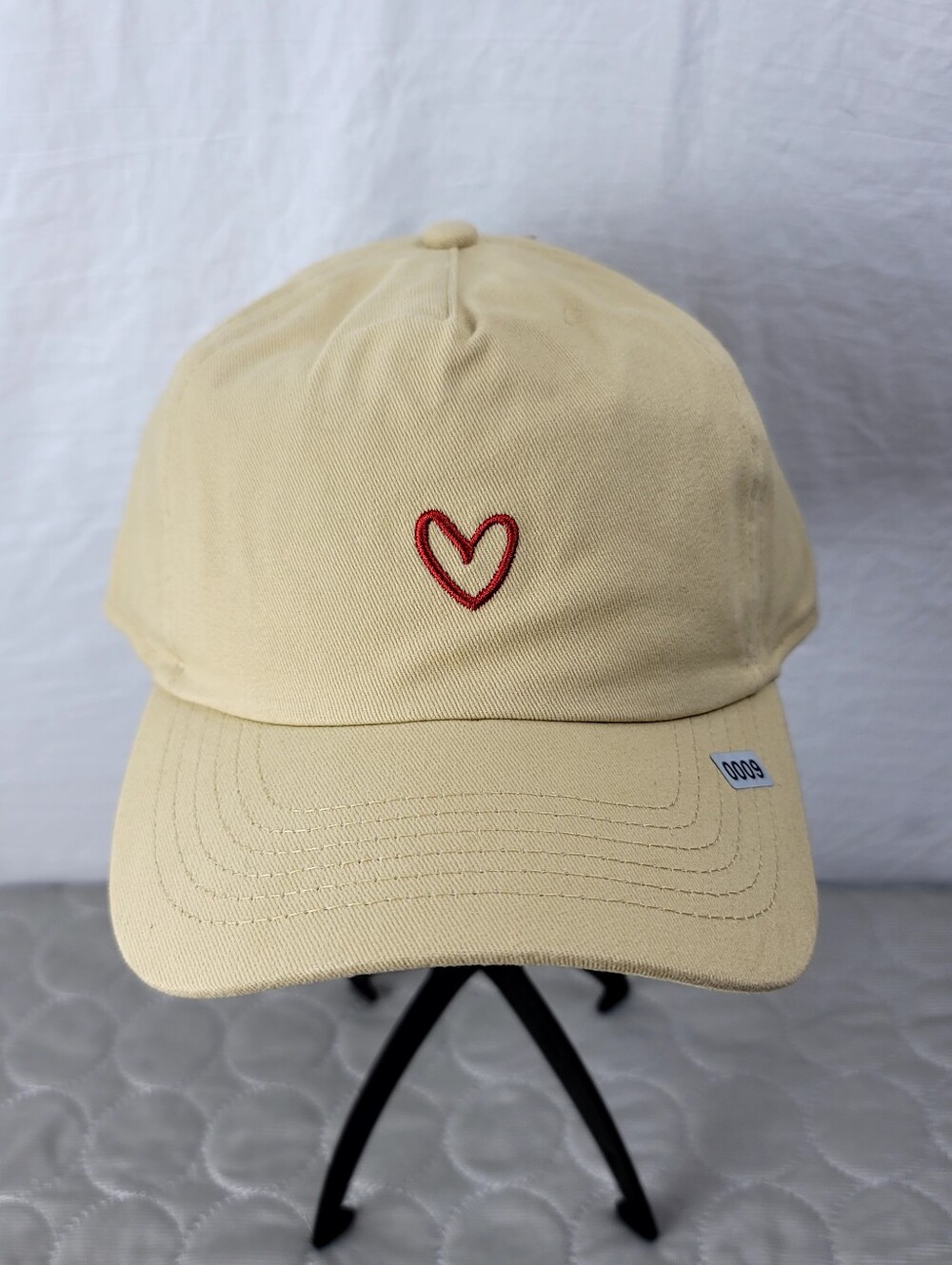 Goodfellow & Co Beige Cap with Red Heart Embroidery